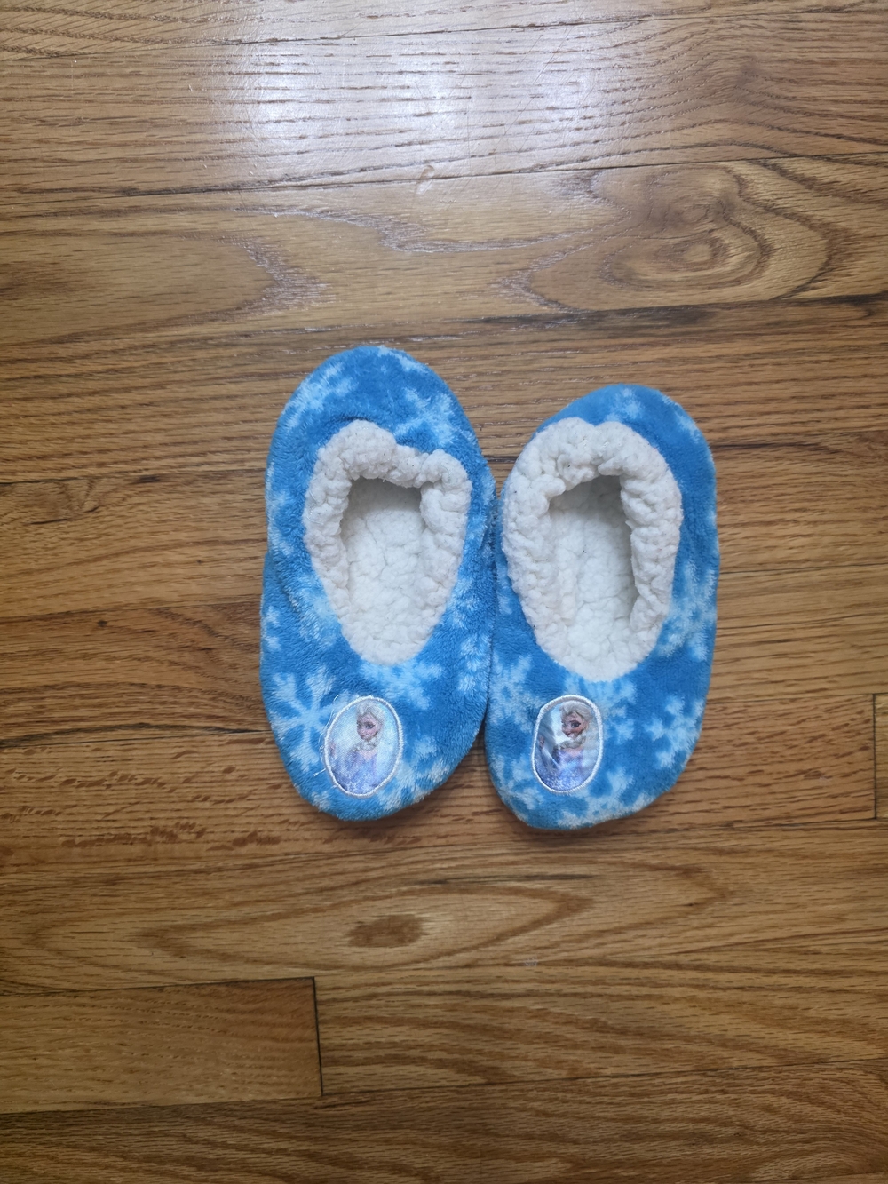 Disney Frozen-Themed Plush Kids Blue Snowflake Elsa Slippers